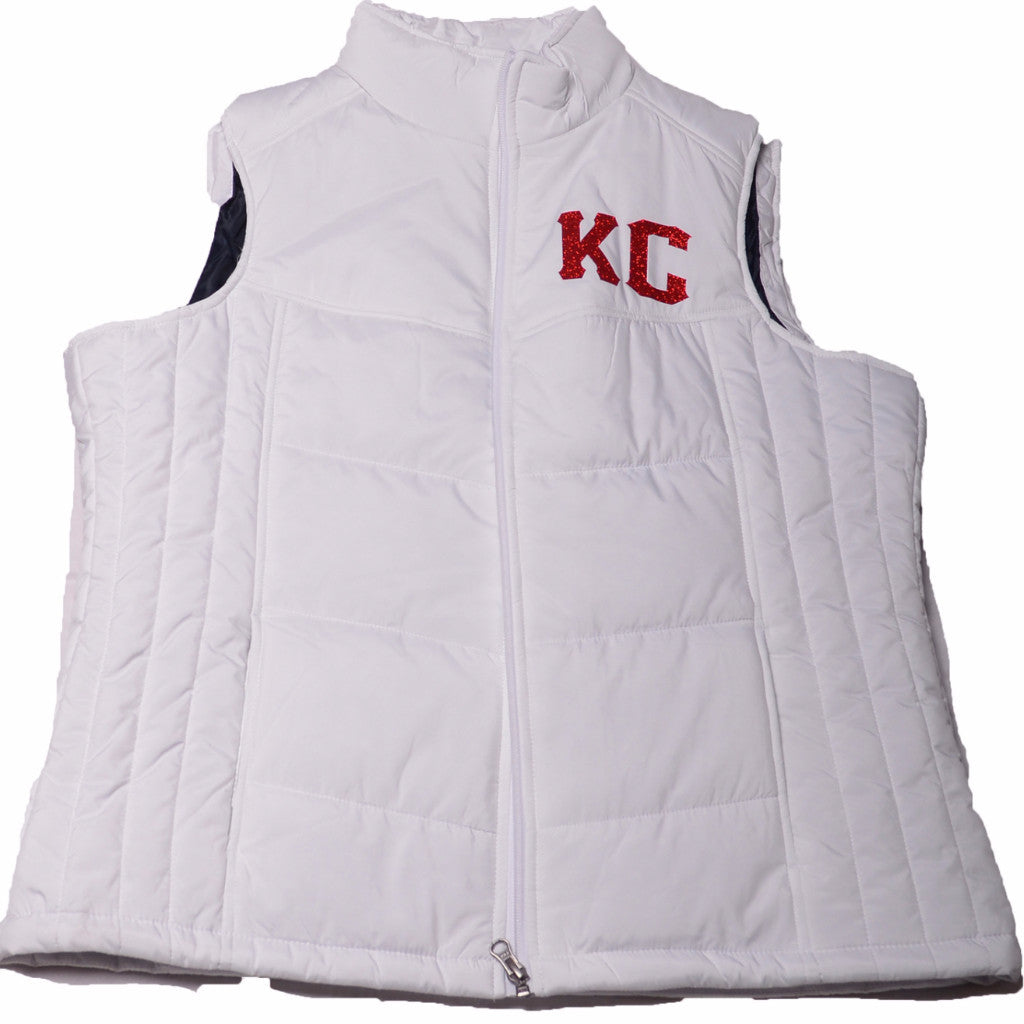 White and Red KC Glitter Vest